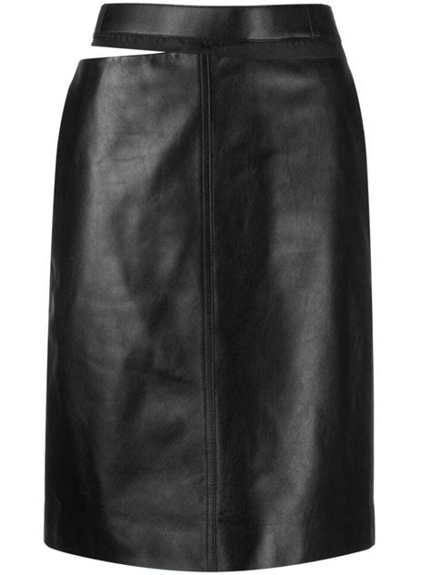 fendi flared midi leather skirt|fendi leather skirts.